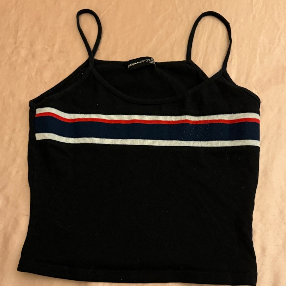 Chic Black Camisole with Stripes